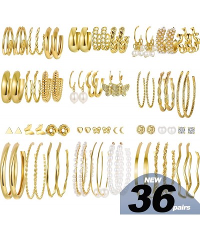 45 Pairs Gold Hoop Earrings for Girls Women, Chunky Twisted Small Big Hoops Earring Packs Set, Earrings for women multipack, ...