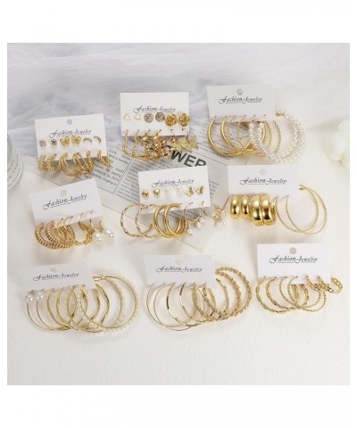 45 Pairs Gold Hoop Earrings for Girls Women, Chunky Twisted Small Big Hoops Earring Packs Set, Earrings for women multipack, ...