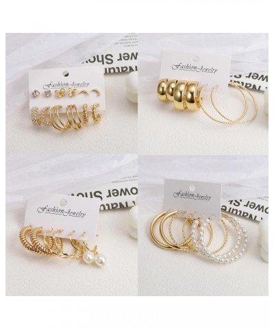 45 Pairs Gold Hoop Earrings for Girls Women, Chunky Twisted Small Big Hoops Earring Packs Set, Earrings for women multipack, ...