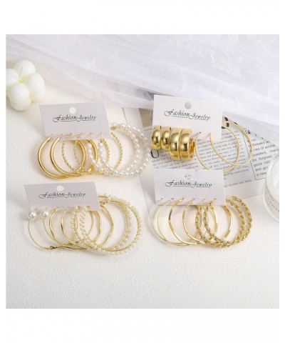 45 Pairs Gold Hoop Earrings for Girls Women, Chunky Twisted Small Big Hoops Earring Packs Set, Earrings for women multipack, ...