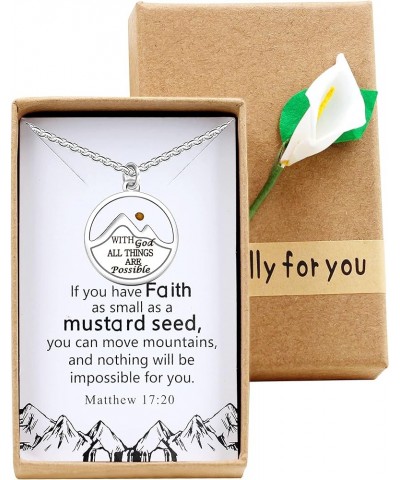 Mustard Seed Mountain Necklace Religious Gift Bible Verse Quote Christian Jewelry Inspirational Gift For Women Girls With God...