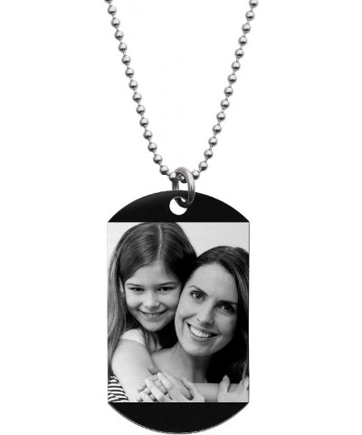 Personalized Text Photo Engraved Pendant Necklace Stainless Steel Custom Dog Tag military Blessing Love Note To Daughter - Mo...