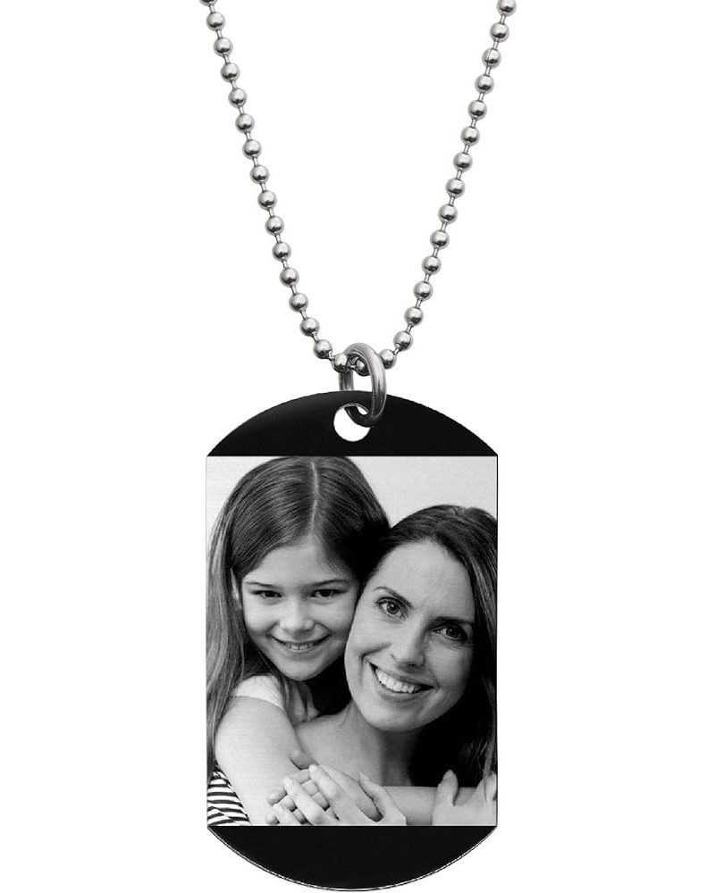 Personalized Text Photo Engraved Pendant Necklace Stainless Steel Custom Dog Tag military Blessing Love Note To Daughter - Mo...