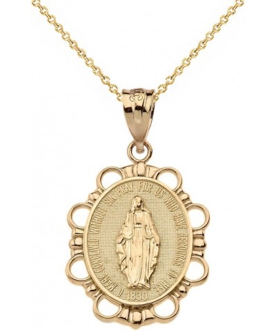 14K Yellow Gold Miraculous Medal Of Blessed Virgin Mary Pendant Necklace and Pendant Only (Small) 14k Yellow Gold - 22 $87.75...