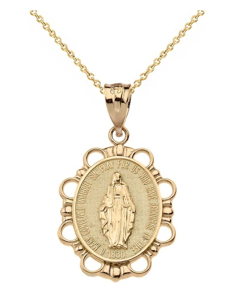 14K Yellow Gold Miraculous Medal Of Blessed Virgin Mary Pendant Necklace and Pendant Only (Small) 14k Yellow Gold - 22 $87.75...