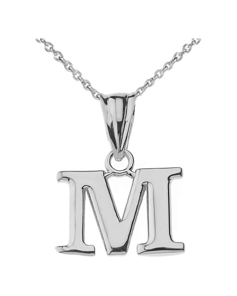 14K White Gold Fine Dangling Initial A-Z Charm Pendant with Rolo Chain - Your Choice of Chain Lengths 18.0 Inches M $94.59 Ne...