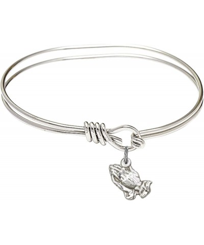 Oval Eye Hook Bangle Bracelet w/Praying Hands in Sterling Silver 5.75 Inches $29.39 Bracelets