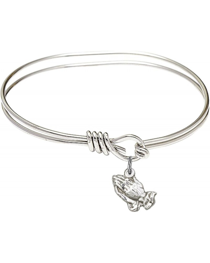 Oval Eye Hook Bangle Bracelet w/Praying Hands in Sterling Silver 5.75 Inches $29.39 Bracelets