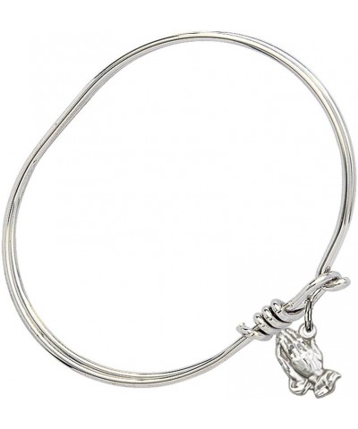 Oval Eye Hook Bangle Bracelet w/Praying Hands in Sterling Silver 5.75 Inches $29.39 Bracelets