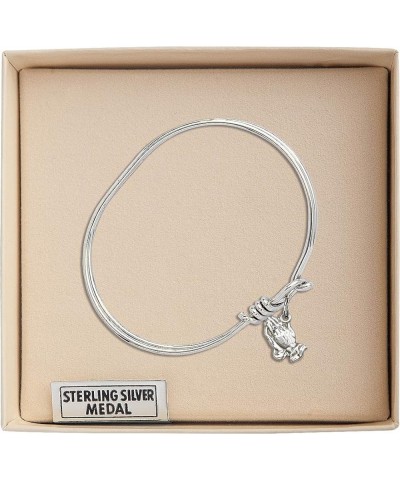 Oval Eye Hook Bangle Bracelet w/Praying Hands in Sterling Silver 5.75 Inches $29.39 Bracelets