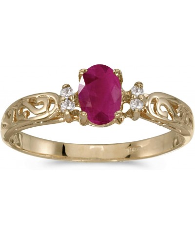 10k Yellow Gold Oval Ruby And Diamond Ring $48.05 Rings