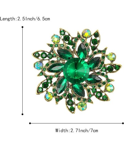 Austrian Crystal Rhinestone Elegant Flower Marquise Brooches for Women Emerald Color Antique-Gold-Tone $11.59 Brooches & Pins