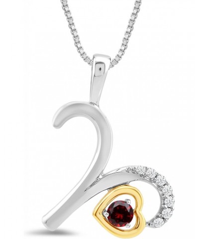 Zodiac Gemstone Necklace Pendant for Women in Sterling Silver and 10K Yellow Gold with 18 inch Box Chain $18.00 Necklaces