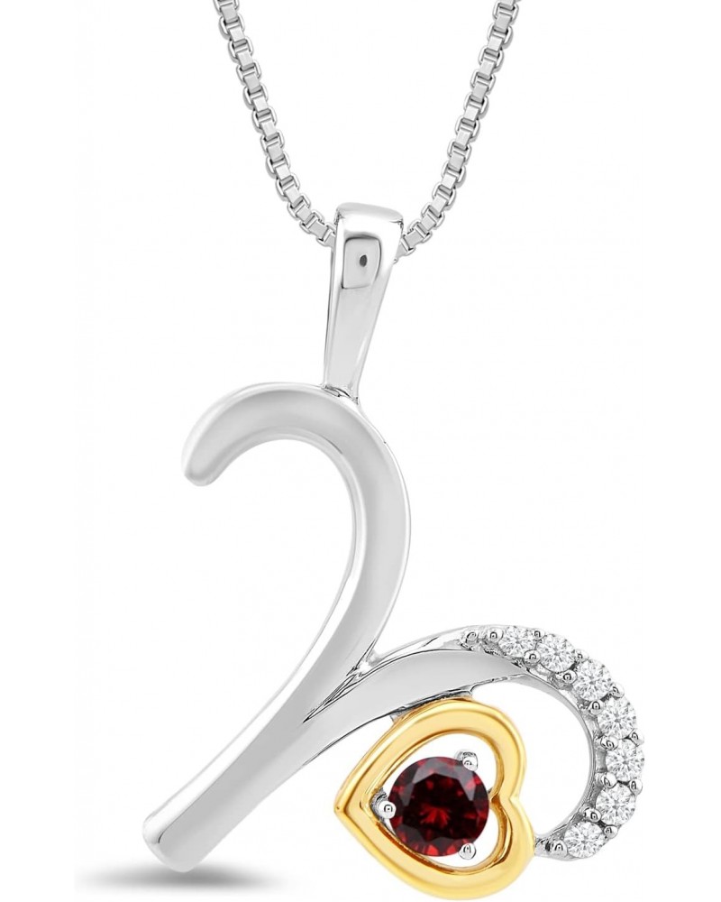 Zodiac Gemstone Necklace Pendant for Women in Sterling Silver and 10K Yellow Gold with 18 inch Box Chain $18.00 Necklaces