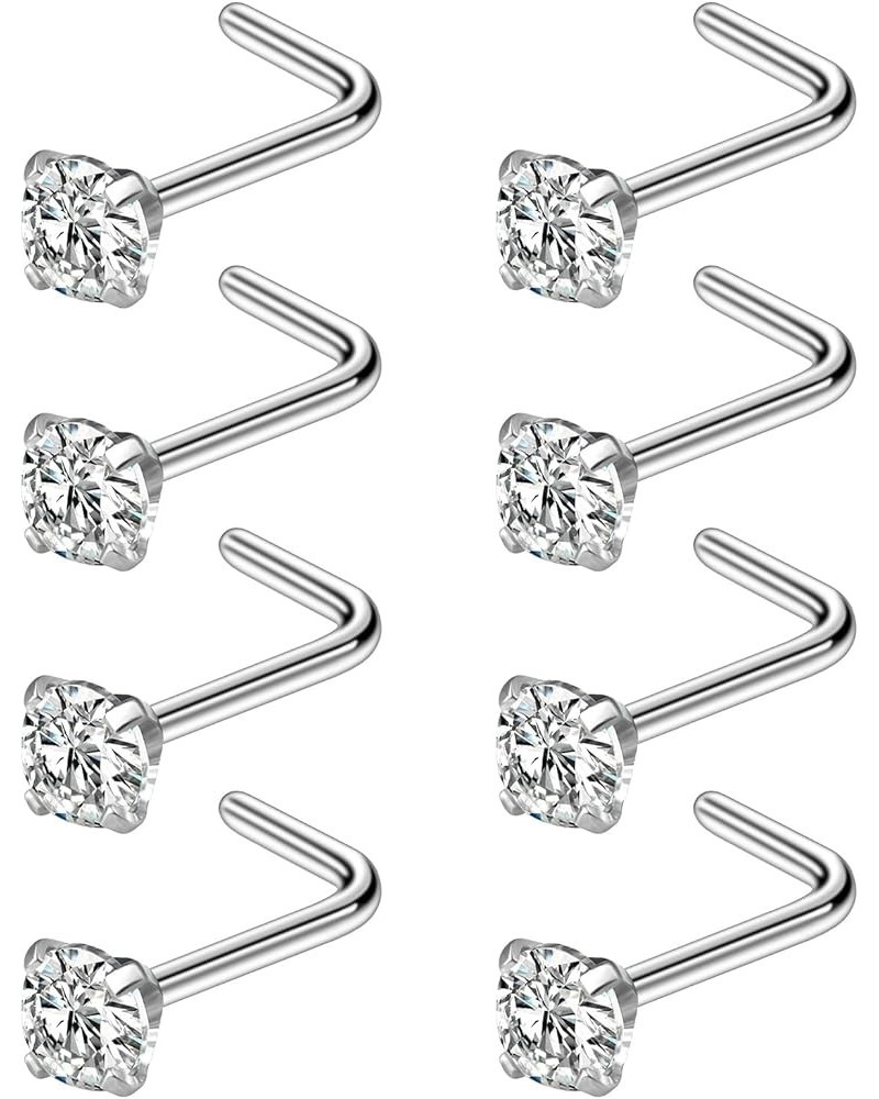 24PCS 18G 20G Surgical Steel Diamond CZ Nose Stud Rings L Shaped Piercing Jewelry 1.5mm 2mm 2.5mm 3mm 18G-L Shaped-CZ 1.5mm $...