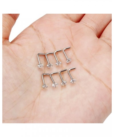 24PCS 18G 20G Surgical Steel Diamond CZ Nose Stud Rings L Shaped Piercing Jewelry 1.5mm 2mm 2.5mm 3mm 18G-L Shaped-CZ 1.5mm $...