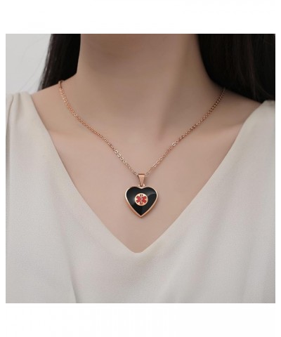 Free Engraving Heart Charm Medical ID Alert Necklaces for Women ROSE GOLD / BLACK diabetes on insulin $12.37 Necklaces