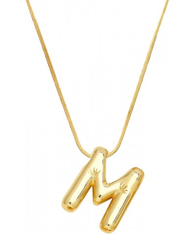 Balloon Letter Necklace Bubble Initial Necklace for Women 14k Gold Stainless Steel Alphabet A-Z Pendant Snake Chain Necklace ...