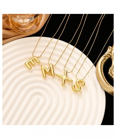 Balloon Letter Necklace Bubble Initial Necklace for Women 14k Gold Stainless Steel Alphabet A-Z Pendant Snake Chain Necklace ...