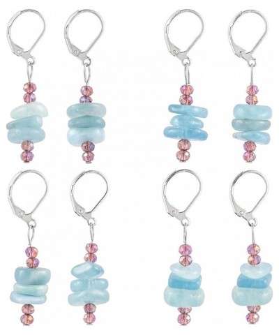 Natural Tumbled Crystal Stone Dangle Drop Earring for Women, Healing Crystal Stones Beads Earrings for Ladies Blue $10.73 Ear...