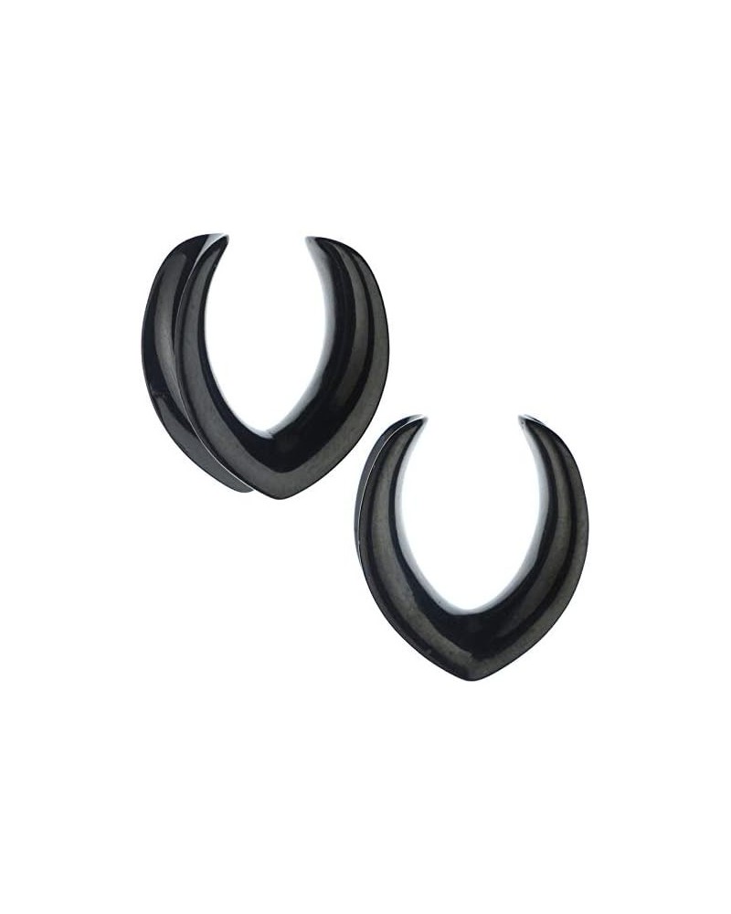 Black 316L Surgical Steel Teardrop Ear Weights Saddle Hanger Spreader Gauges Piercing Tunnels Plugs Black 1/2"-12mm $9.50 Bod...