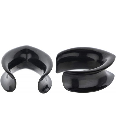 Black 316L Surgical Steel Teardrop Ear Weights Saddle Hanger Spreader Gauges Piercing Tunnels Plugs Black 1/2"-12mm $9.50 Bod...