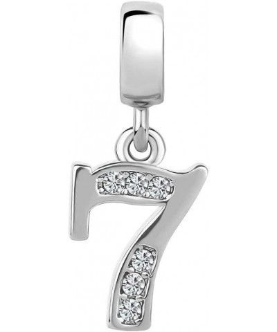 Good Luck Lucky Number 0 1 2 3 4 5 6 7 8 9 Charms with Shining Crystal Silver Plated Birthday Dangle Bead Charms Compatible w...