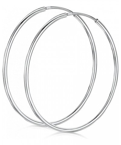 Amberta® 925 Sterling Silver Fine Circle Endless Hoops - Polished Round Sleeper Earrings Diameter Size: 20 30 40 60 75 mm 40 ...