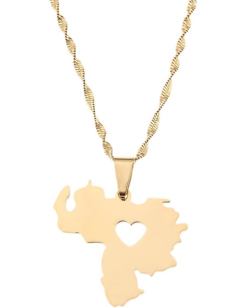 Stainless Steel Venezuela Map Pendant Necklace Gold Color Jewelry Venezuelan Jewelry $8.67 Necklaces