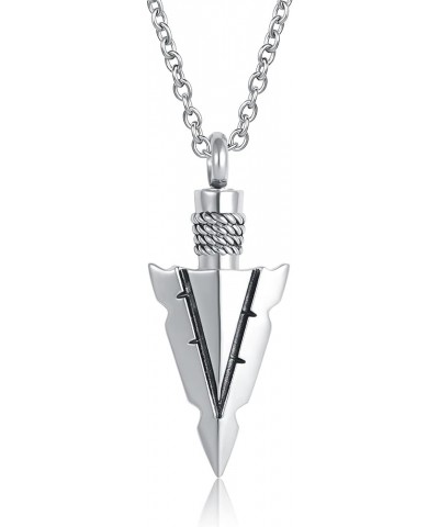 Arrowhead Cremation Spear Point Urn Necklace for Men Ashes Dad Memorial Keepsake Women Pendant Jewelry White $10.25 Necklaces