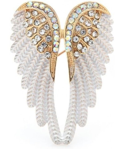 Women's Guardian Angel Wings Brooch Pin Crystal Angel Wings Brooch Multicolor Lapel Pin Badge Golden White $8.11 Brooches & Pins