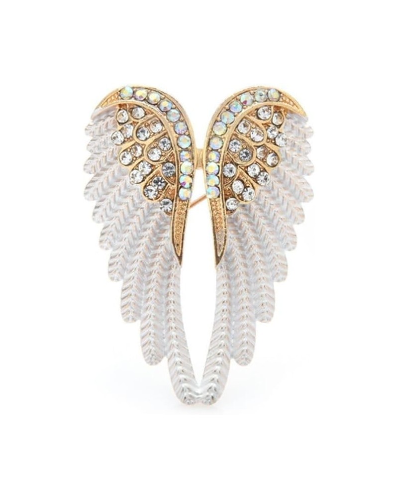 Women's Guardian Angel Wings Brooch Pin Crystal Angel Wings Brooch Multicolor Lapel Pin Badge Golden White $8.11 Brooches & Pins