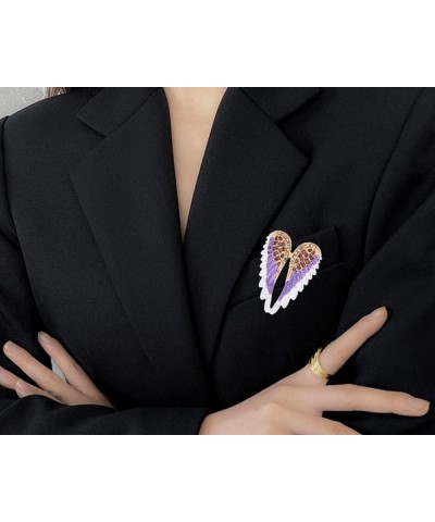 Women's Guardian Angel Wings Brooch Pin Crystal Angel Wings Brooch Multicolor Lapel Pin Badge Golden White $8.11 Brooches & Pins