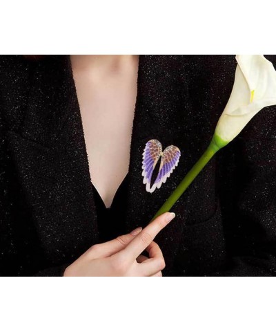 Women's Guardian Angel Wings Brooch Pin Crystal Angel Wings Brooch Multicolor Lapel Pin Badge Golden White $8.11 Brooches & Pins