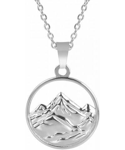 Stainless Steel Round Shaped Mountain Style Cocktail Party Biker School Holiday Pendant Necklace Silver $6.62 Necklaces