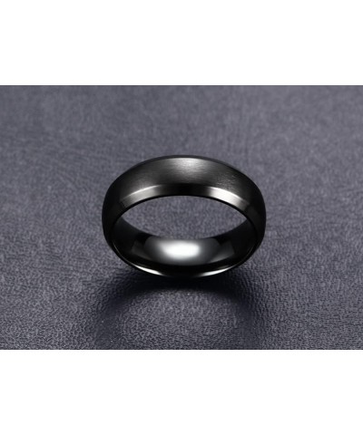 Her Demon & His Angel Couple Ring Set for Him Her 6MM Black Brushed Finish Stainless Steel Bevel Edges Wedding Band Promise E...