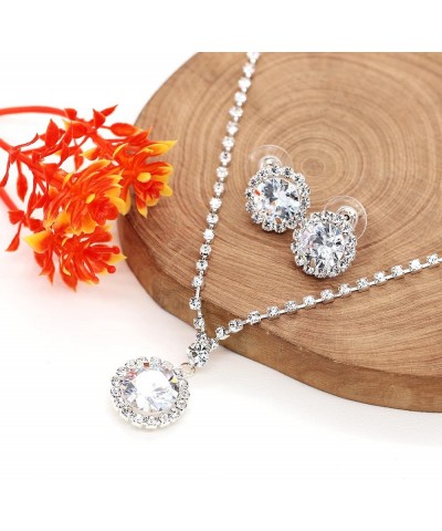 Pretty Rhinestone Crystal Bridesmaid Jewelry Set Teardrop Stud Dangle Earrings and Necklace for Wedding Day Y1800 $7.15 Jewel...