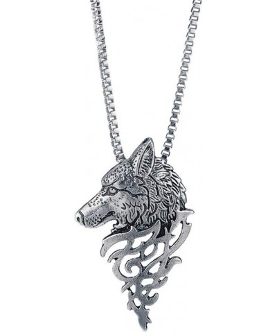 Puppy Dog Necklace for Girls Husky Border Collie Dog Head Necklace for Women Men Retro Wolf Head Necklace Animal Norse Viking...