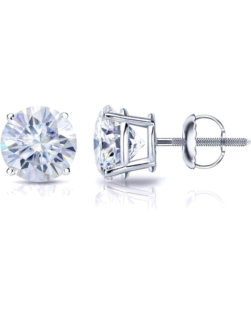 Platinum Round Moissanite Stud Earrings (1 to 7ct TGW, G-H) 4-Prong Set, Screw-Back 6.0 carats $225.28 Earrings