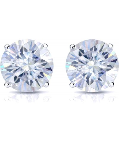 Platinum Round Moissanite Stud Earrings (1 to 7ct TGW, G-H) 4-Prong Set, Screw-Back 6.0 carats $225.28 Earrings