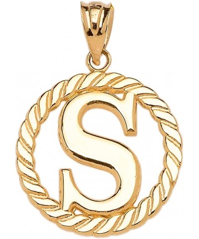 Polished 14k Yellow Gold Personalized Initial "A-Z" Roped Circle Charm Pendant S $93.59 Pendants