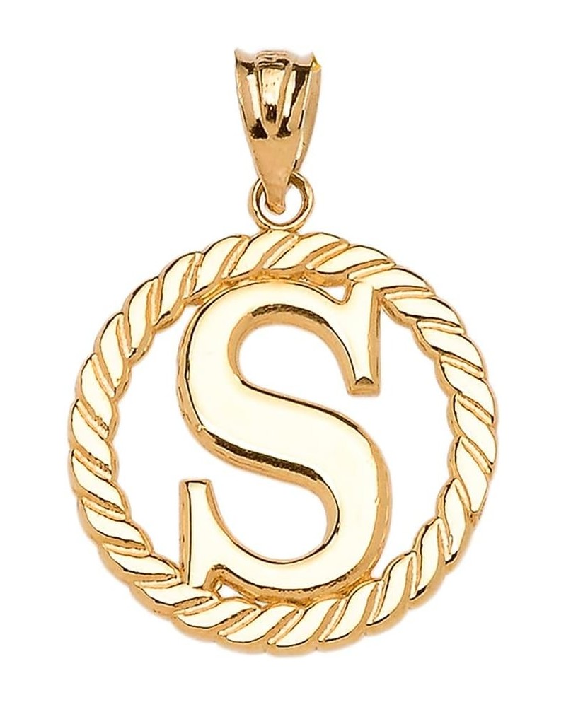 Polished 14k Yellow Gold Personalized Initial "A-Z" Roped Circle Charm Pendant S $93.59 Pendants