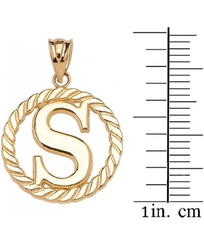 Polished 14k Yellow Gold Personalized Initial "A-Z" Roped Circle Charm Pendant S $93.59 Pendants