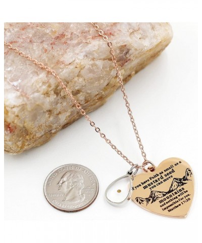 Bible Verse Cross Heart Double Sided Necklace If You Have Faith as Small as Mustard Seed You Can Move Mountains Matthew 17:20...