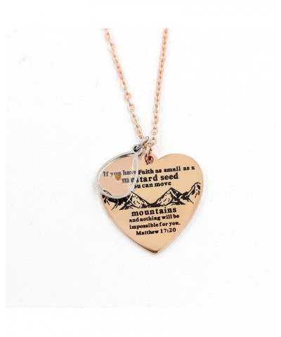 Bible Verse Cross Heart Double Sided Necklace If You Have Faith as Small as Mustard Seed You Can Move Mountains Matthew 17:20...