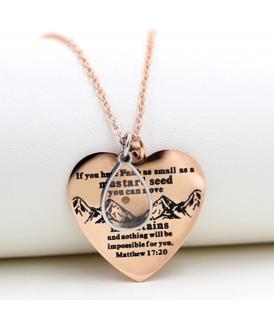 Bible Verse Cross Heart Double Sided Necklace If You Have Faith as Small as Mustard Seed You Can Move Mountains Matthew 17:20...