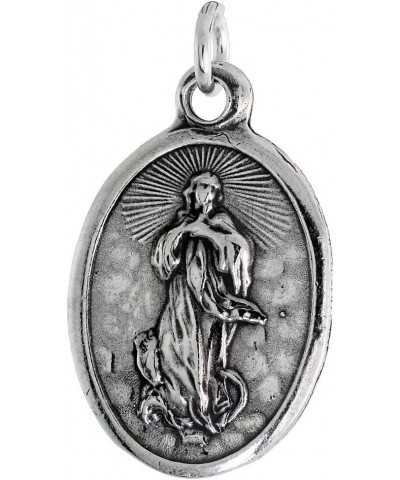 Sterling Silver Guardian Angel Medal Necklace Oxidized finish Oval 1.8mm Chain 20-inch $26.81 Necklaces