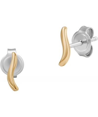 Women's Minimalist Silver, Rose Gold or Gold Tone Stainless Steel Stud Earrings Gold Wave $26.91 Earrings