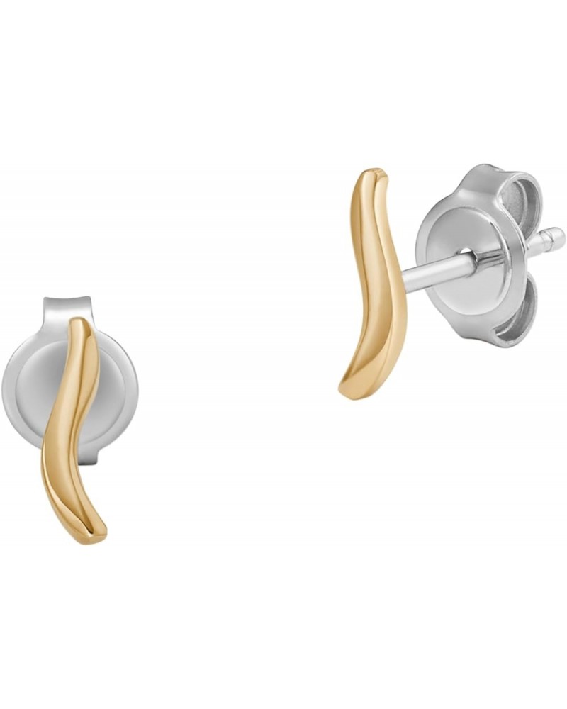 Women's Minimalist Silver, Rose Gold or Gold Tone Stainless Steel Stud Earrings Gold Wave $26.91 Earrings