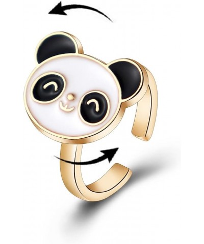 Fidget Spinner Rings for Women Panda Daisy Rotating Spinning Anxiety Ring Adjustable Open Ring Fidget Rotatable Calming Worry...